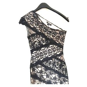 Bebe lace black and nude one shoulder  size S